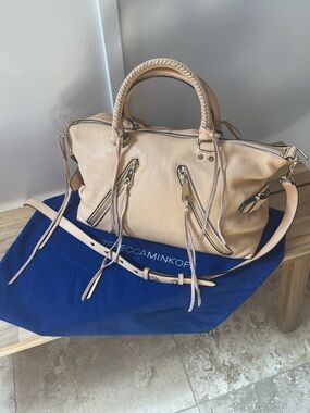 Rebecca Minkoff Moto Leather Satchel in Nude